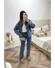 Blazer Oversize Retroussé beige & blanc