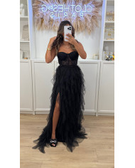 Robe Bustier dentelle & tullle Noir