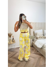 Robe Bustier dentelle & tulle jaune