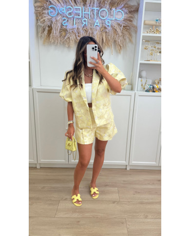 Ensemble veste + short jacquard jaune