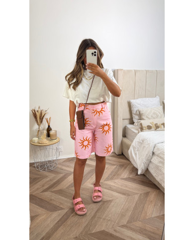 Short Bermuda rose & soleil orange