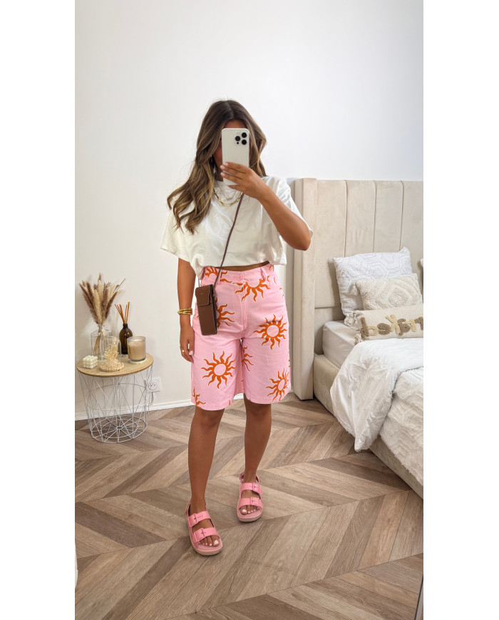 Short Bermuda rose & soleil orange