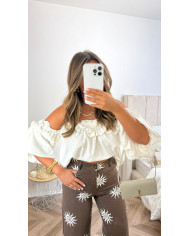 Veste en jean rose & soleil orange