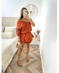 Veste en jean rose & soleil orange