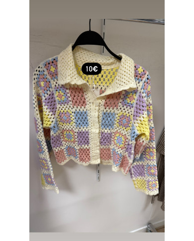 Gilet crochet pastel