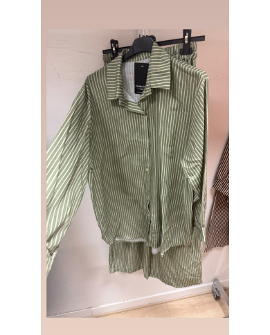 Ensemble rayé kaki soldes