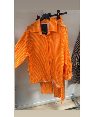 Ensemble rayé orange soldes