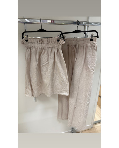 Ensemble lin épaule nu beige