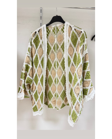 Gilet crochet soleil Anis