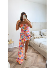 Robe bustier à fleurs à fente