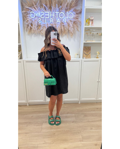 Robe Manon courte épaule noir