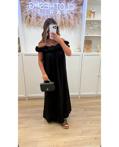 Robe ENEA longue épaule noir