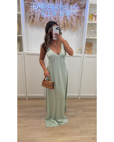 Robe triangle satin kaki