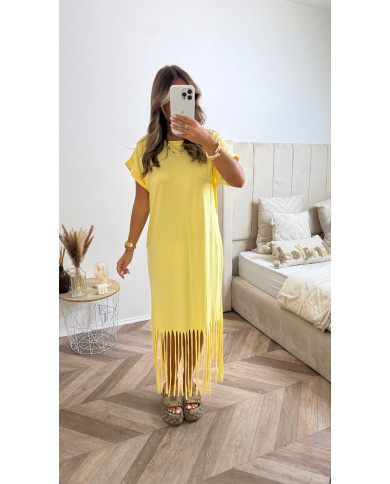 Robe t-shirt frange Jaune
