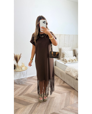 Robe t-shirt frange Choco