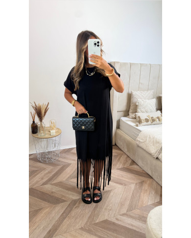 Robe t-shirt frange Noir