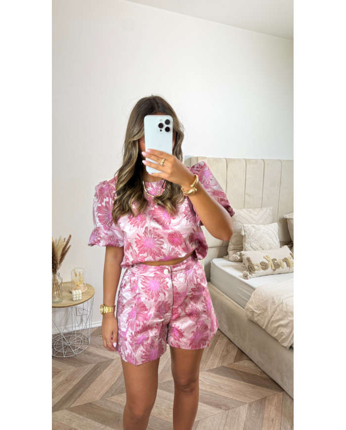 Ensemble short jacquard 2rose