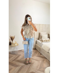 Chemise tulle manche fleurs