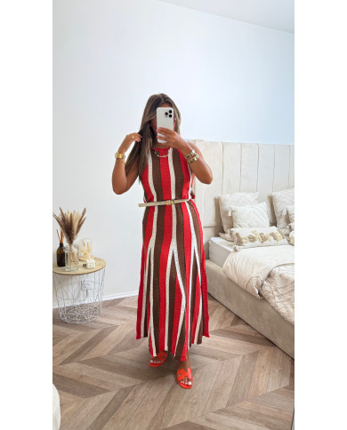 Robe crochet rayé Rouge & Choco