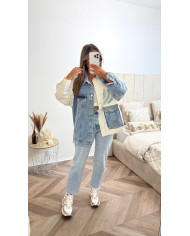 Chemise Bicolore Beige détails bijoux