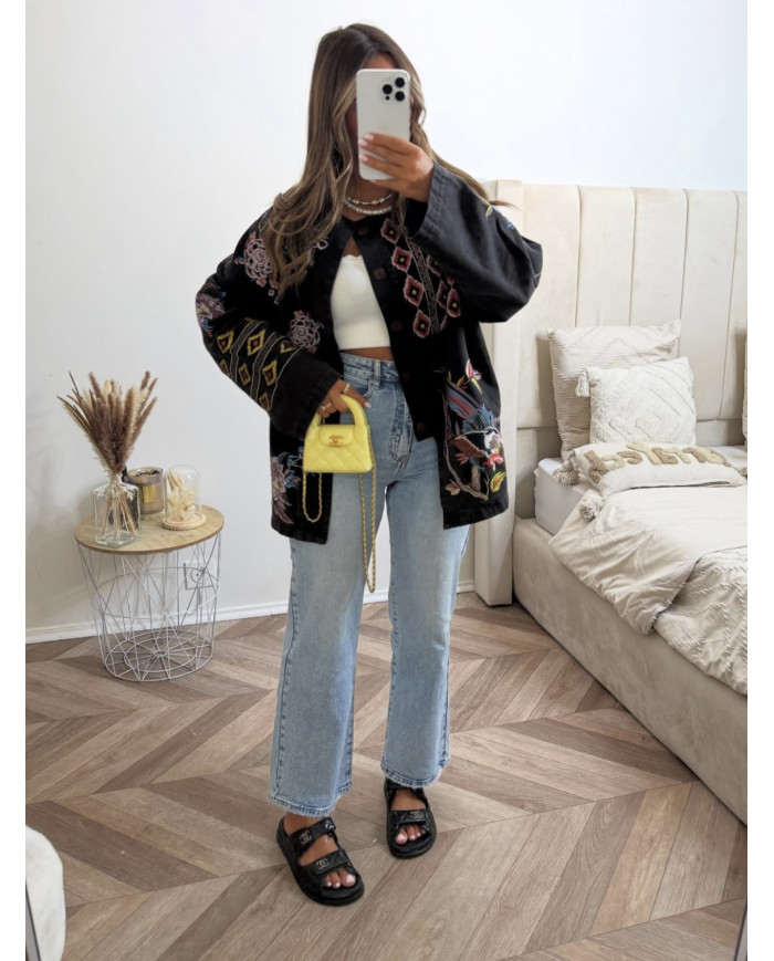 Veste Jean brodé multicolore