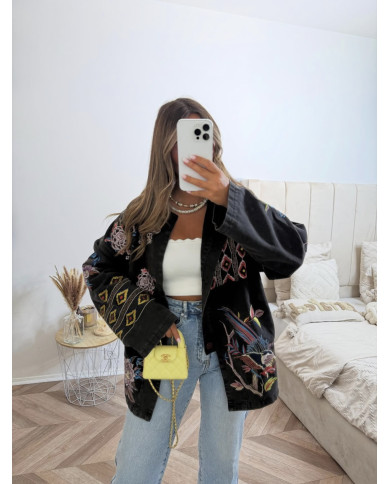 Veste Jean brodé multicolore
