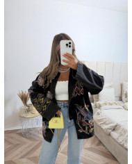 Veste Jean brodé multicolore