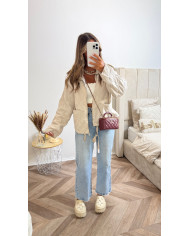 Pantalon jean évasé léger bleu