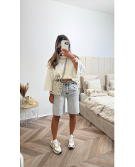 Bermuda jean gris clair