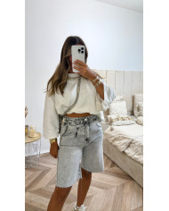 Bermuda jean gris clair