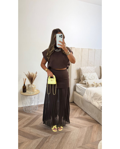 Jupe Mi longue tulle Choco