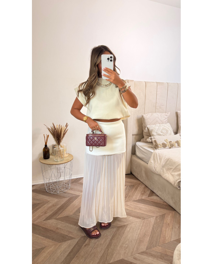 Jupe Mi longue tulle écru