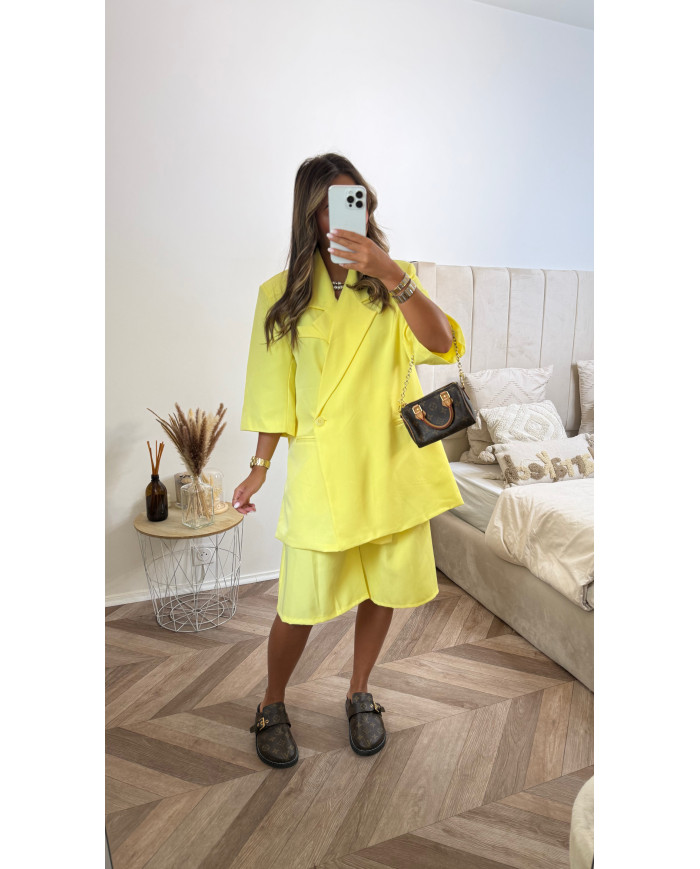 Ensemble blazer bermuda croisé Jaune