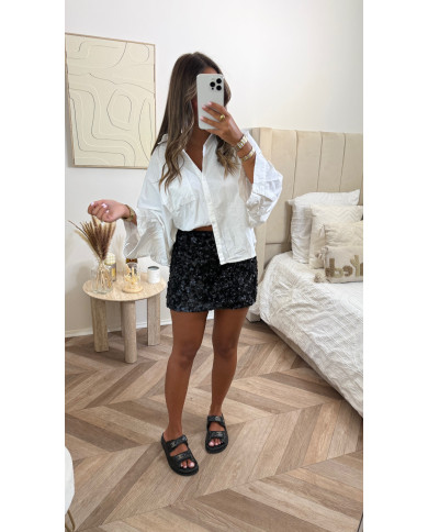 Jupe courte sequin Uni noir