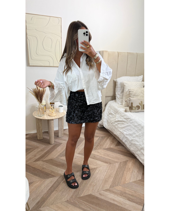 Jupe courte sequin Uni noir