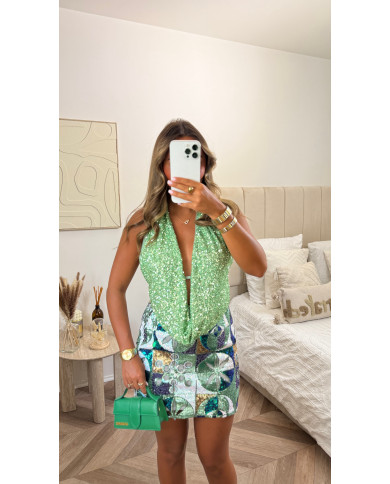 Top Ibiza sequin vert