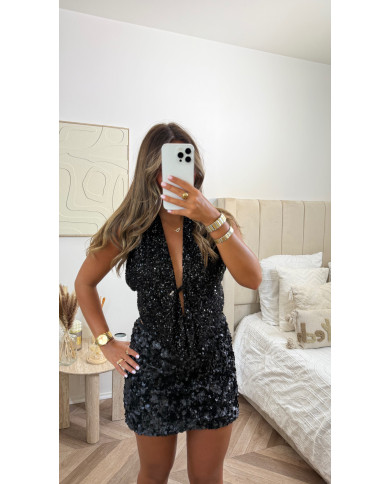 Top Ibiza Sequin noir