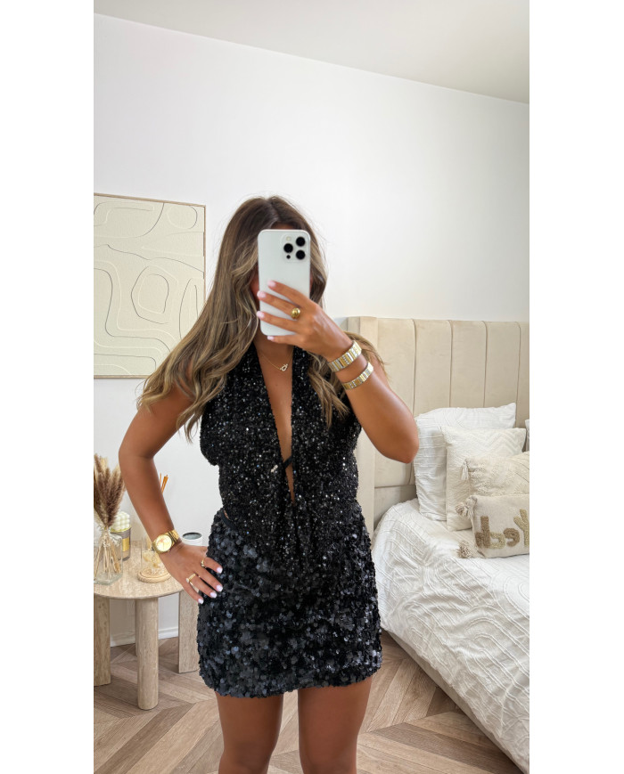 Top Ibiza Sequin noir