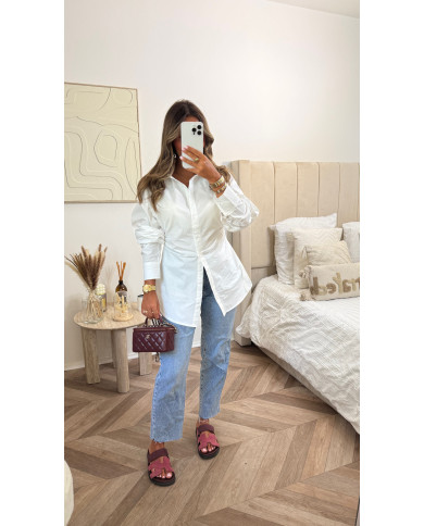 Chemise oversize corsé blanche