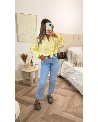 Chemise noeud uni jaune Chemise noeud uni jaune