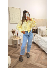 Chemise noeud uni jaune