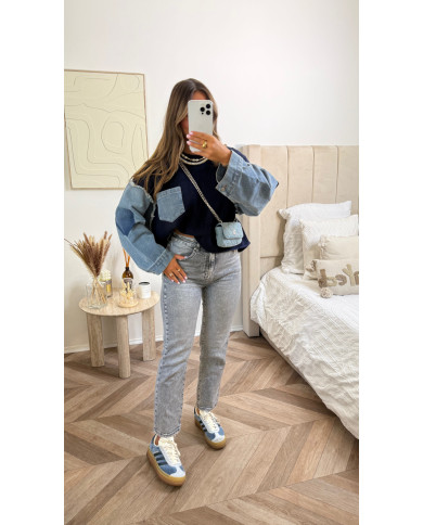 Sweat maille bleu marine & jean 🪡