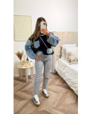 Sweat maille bleu marine & jean 🪡 Sweat maille bleu marine & jean 🪡