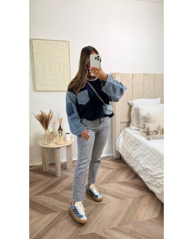 Sweat maille bleu marine & jean 🪡