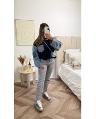 Sweat maille bleu marine & jean 🪡 Sweat maille bleu marine & jean 🪡