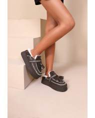 Mules daim beige  & dore