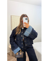 Ensemble jean bleu brut retroussé