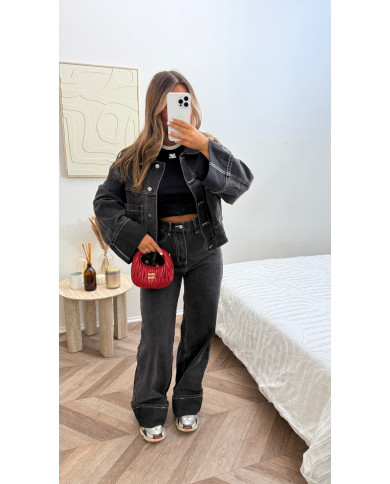 Ensemble jean noir retroussé