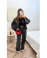 Ensemble jean bleu brut retroussé