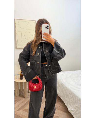 Ensemble jean noir retroussé